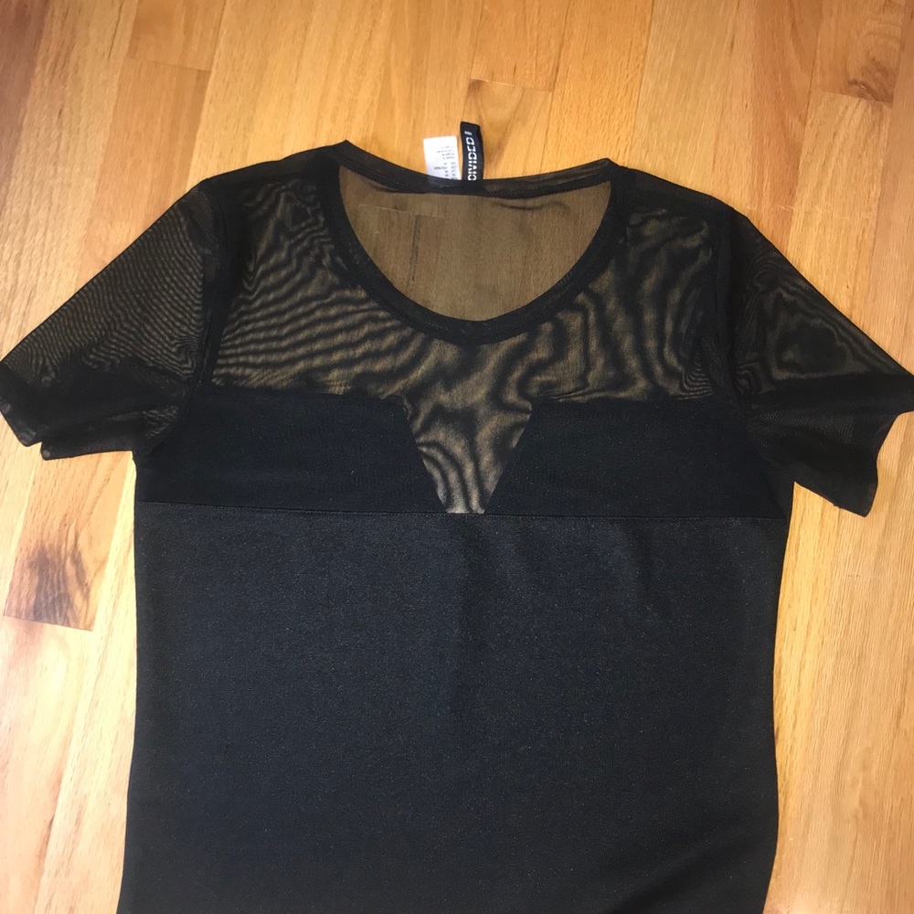 Black mesh detail shirt